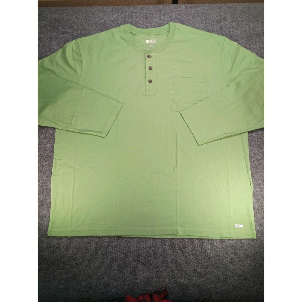 Duluth Trading Co Longtail T Henley Shirt Men's 3XL Green Long Sleeve Cotton